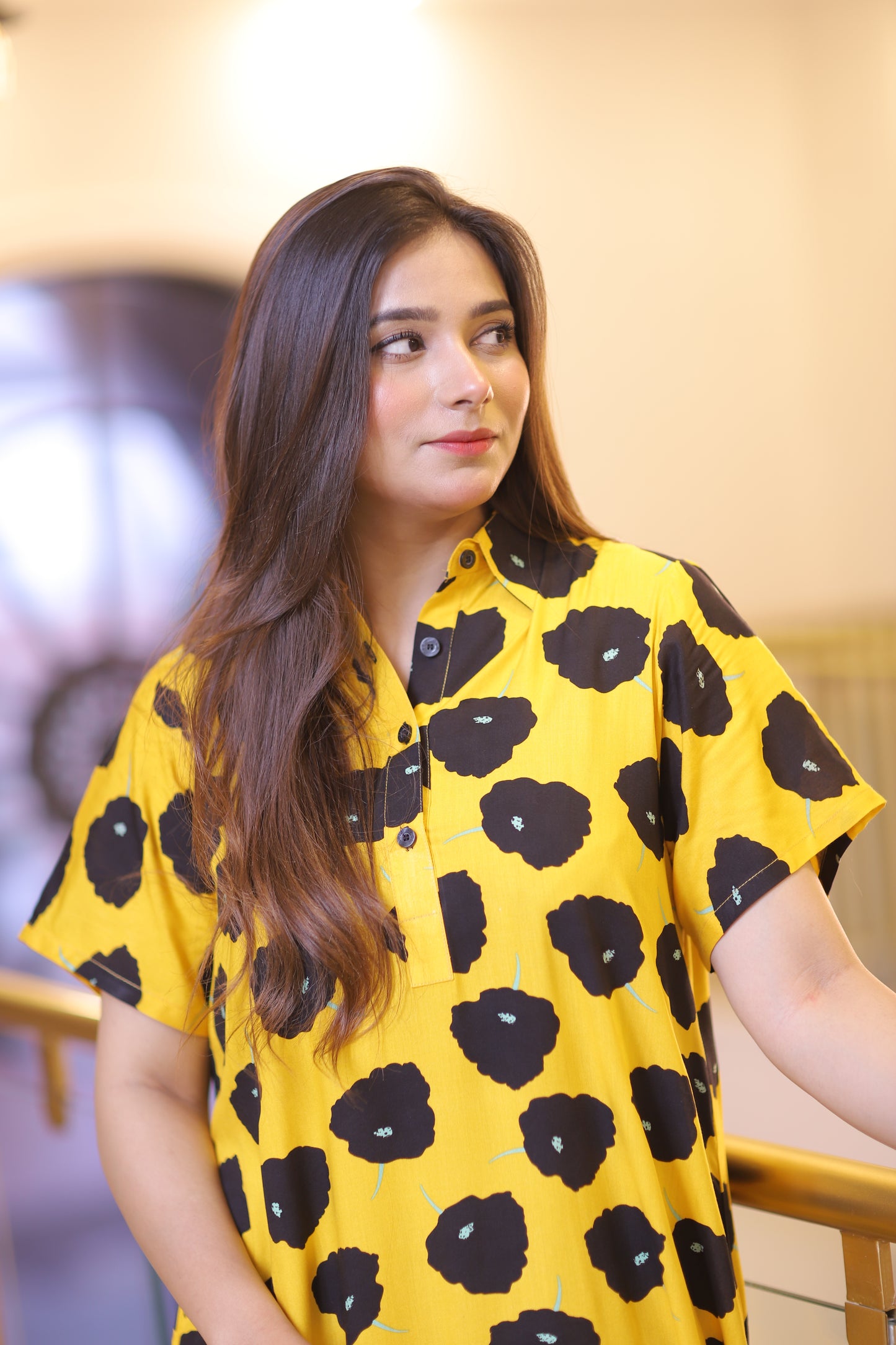YELLOW DOTED LONG FROK