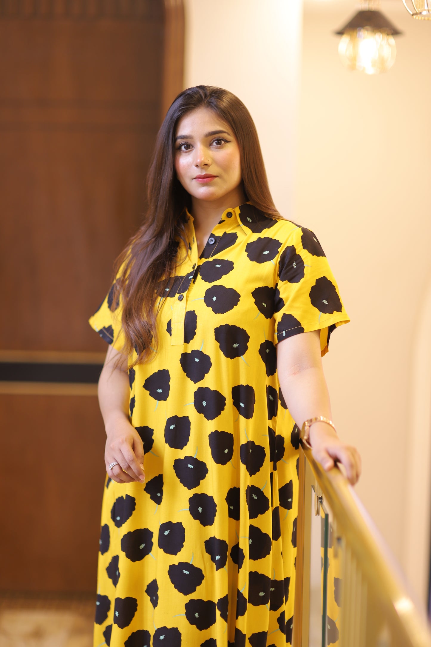 YELLOW DOTED LONG FROK