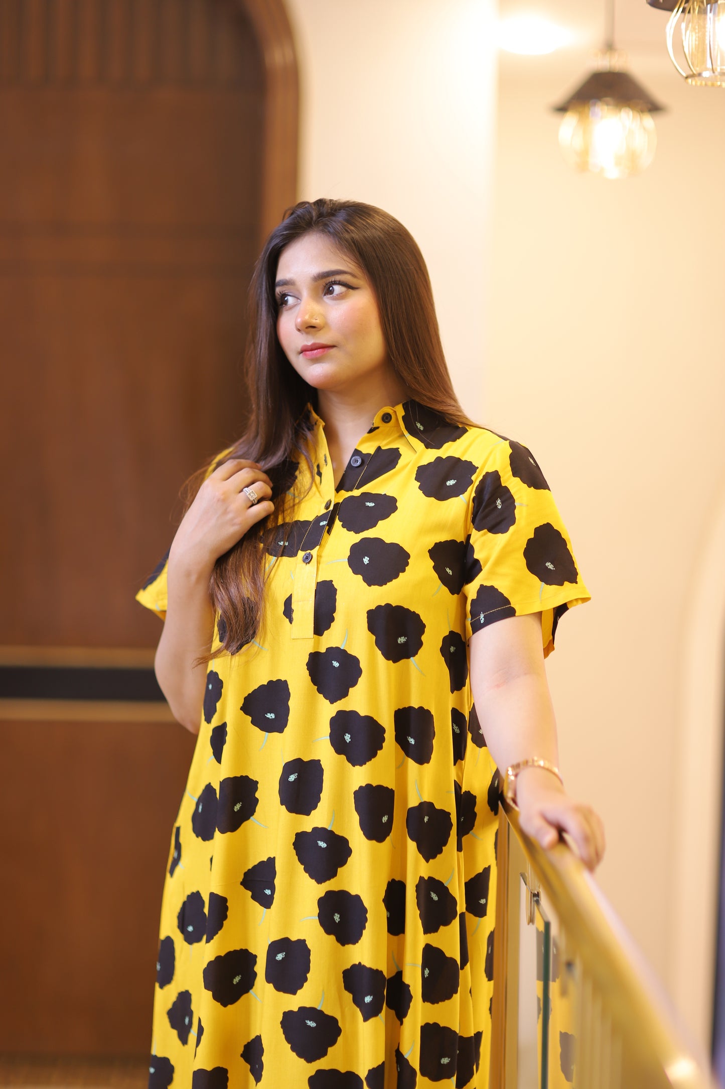 YELLOW DOTED LONG FROK