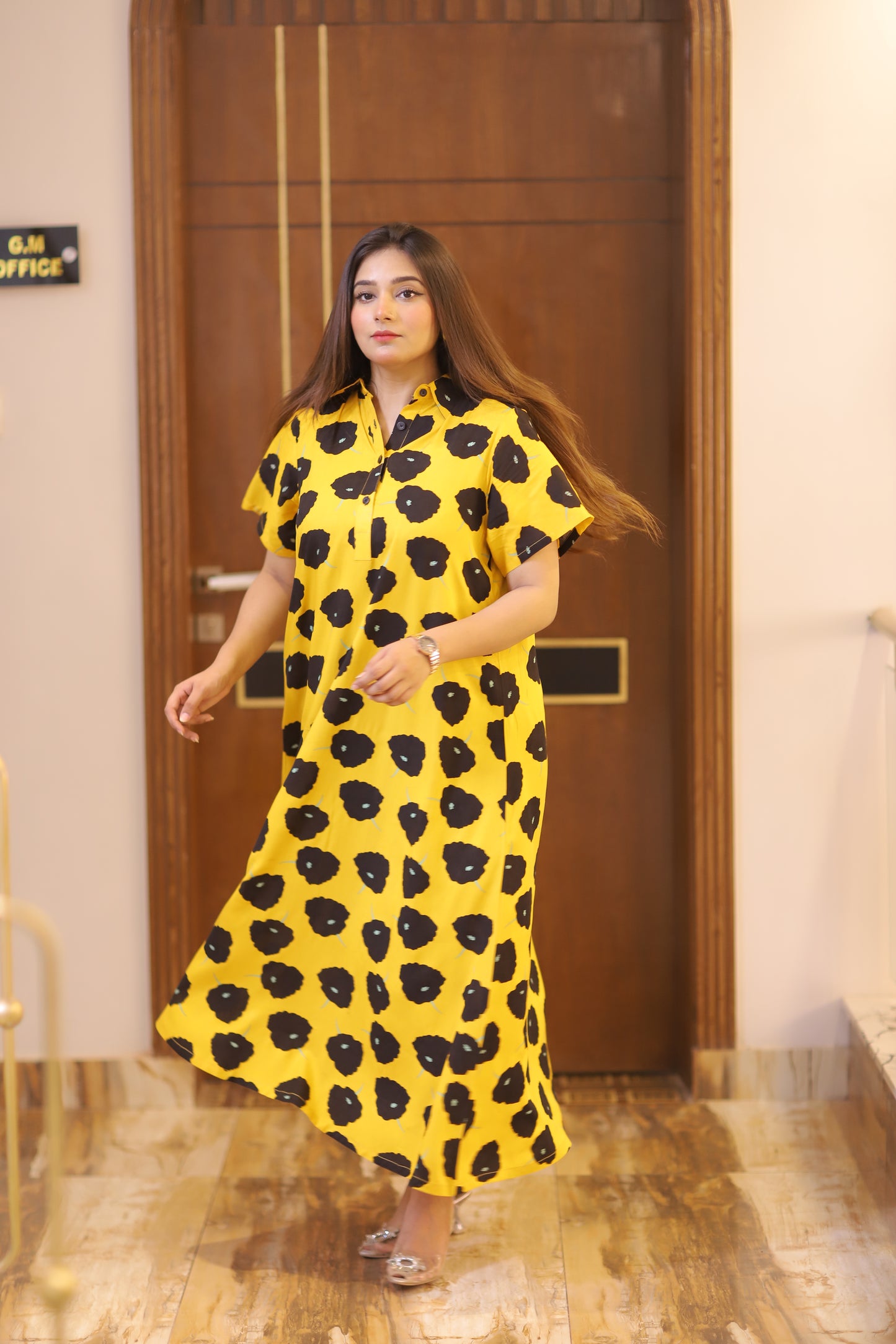 YELLOW DOTED LONG FROK