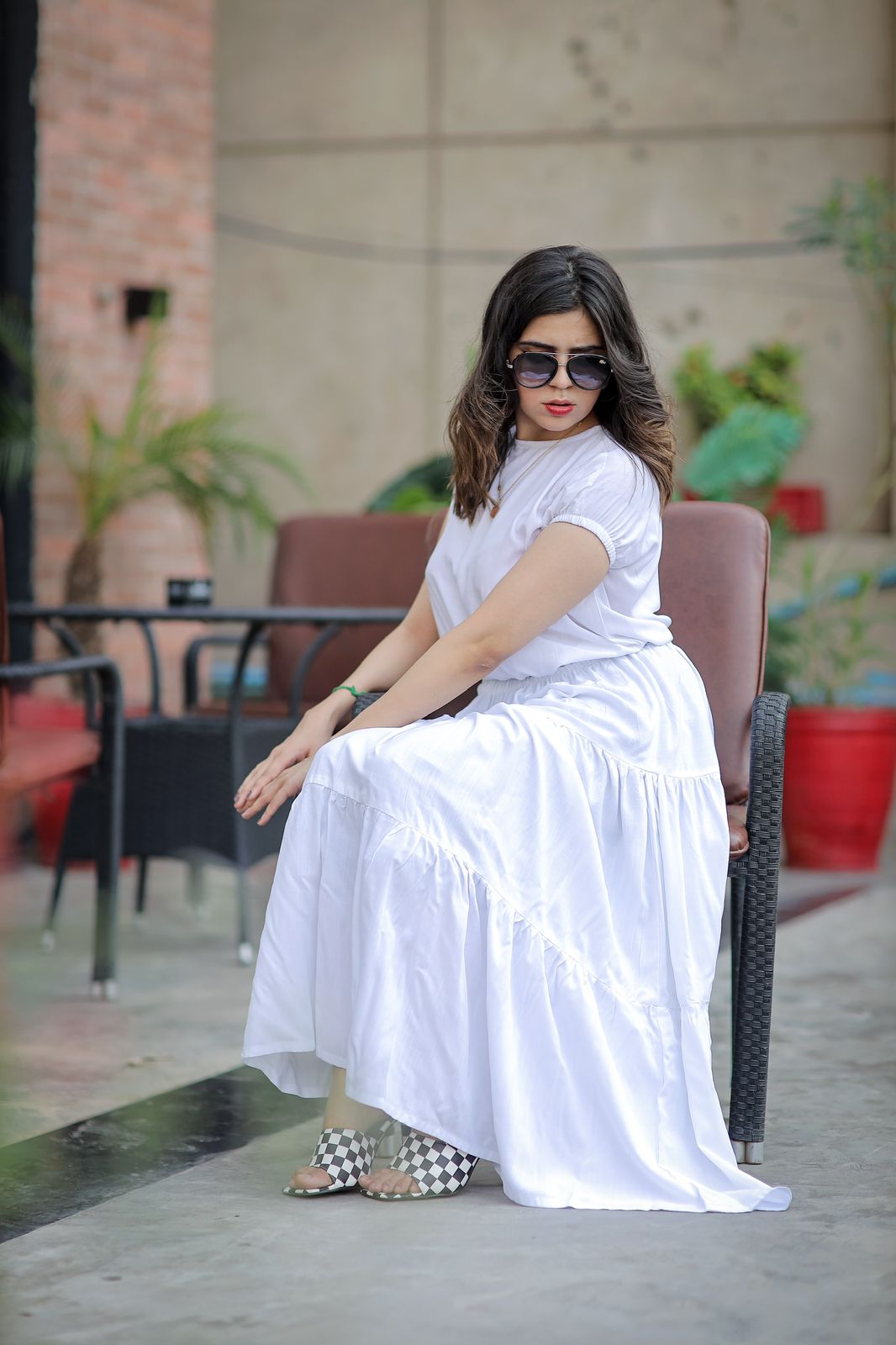 WHITE PRINTED SKIRT SHIRT